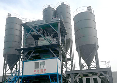 山东东阿年产30万吨干粉砂浆设备生产现场